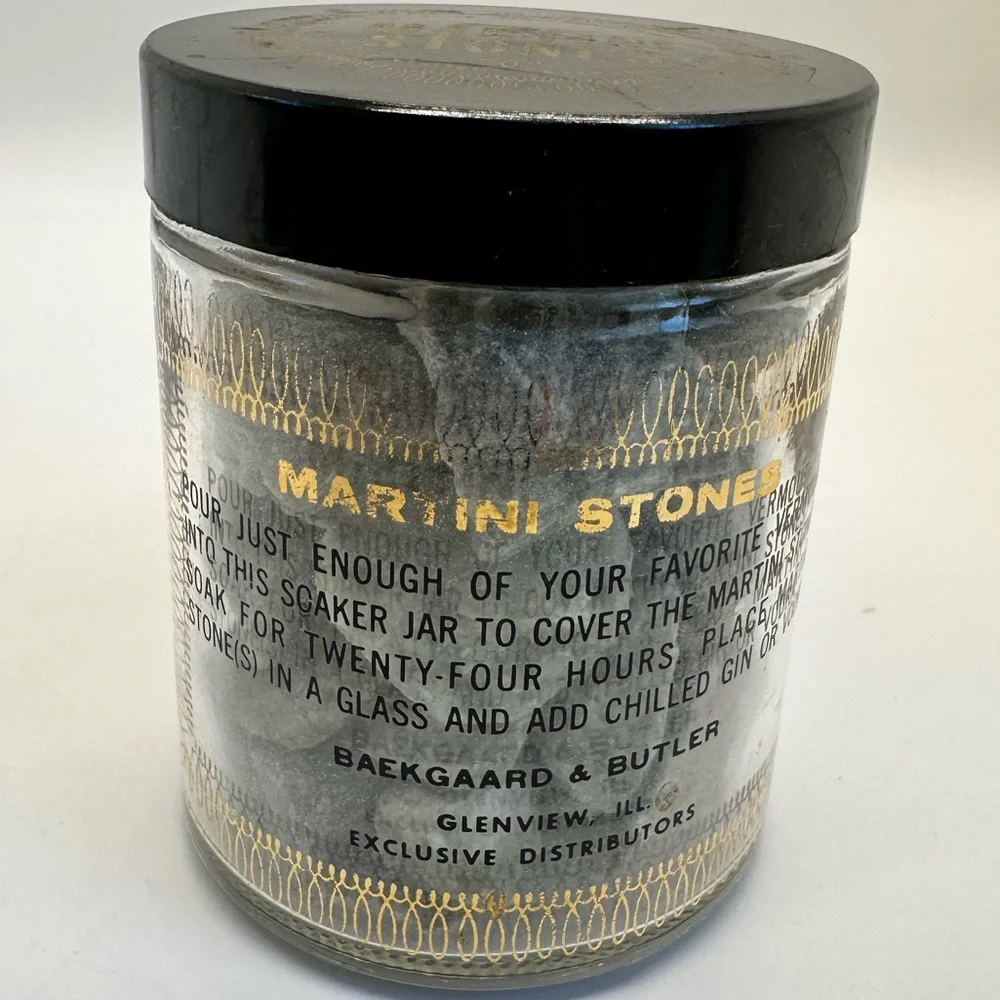 Martini Stones Novelty Cocktail Accessory 1964 BAEKGAARD  Tiki Bar Vermouth Soak